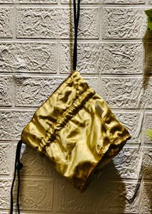 Black Velvet Drawstring Pouch Bag