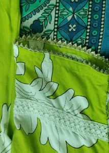 Vibrant Green Kurta set with Leaf Print