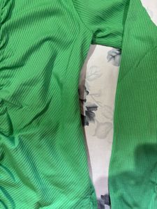 y2k green Ruched Button-Up Top