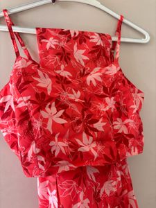 Floral Print Crop Top and Skirt Set