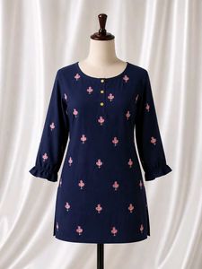Embroidered Navy Blue Kurta