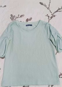 Light Blue Textured Long Sleeve Top