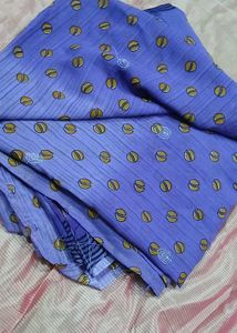 Beautiful Blue Saree with Yellow Motifs
