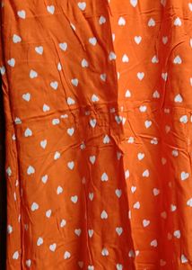 Orange Heart Print Sleeveless Dress