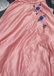 Peach Embroidered satin gown 🎀💫