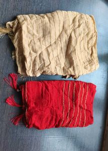 Stylish Dupatta Set - Red and Beige