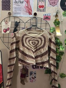 Brown Heart Print Long Sleeve Top