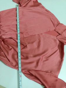 Plus Size Rose Pink Made In Italy Satin Wrap Dress