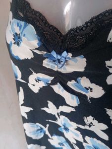 Floral Print Nightgown with Lace Trim