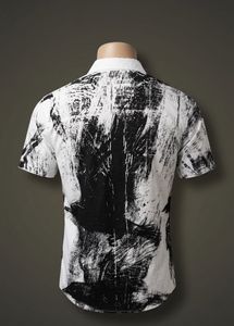 Men's White Crow Print Short Sleeve Shirt