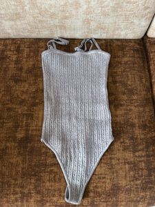 Victoria’s Sectet Luxe Gray Cable Knit Bodysuit