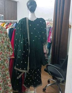 Elegant Dark Green Embroidered Kurta Set