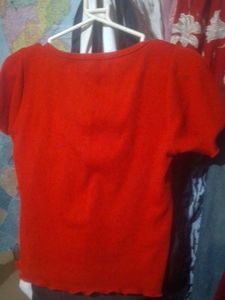 Red Square Neck Crop Top