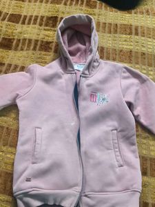 Cute Pink Girls Zip-Up Hoodie