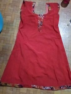 Fire Orange Trim Kurti