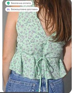 Light Green Floral Peplum Top
