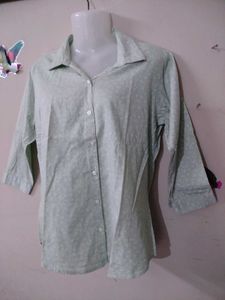 Light Green Printed Button-Up Shirt