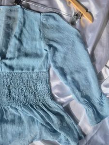 Chic Blue Smocked Blouse