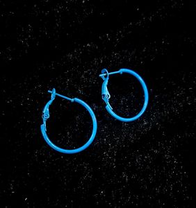 Neon Yellow and Blue Hoop Earrings.