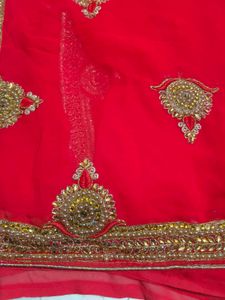 Stunning Red Embroidered Saree