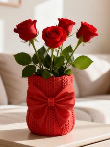Red Knitted Vase