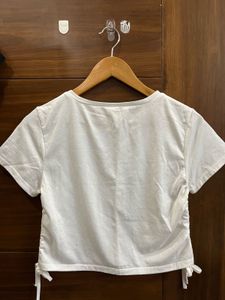 White Ruched Side T-Shirt