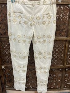 White Lace Detailed Trousers