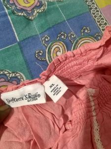 Pink Embroidered Ruffle Top