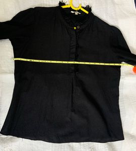 AND Black Ruffled Neck Top