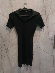 Classic Black Polo Neck Dress (size-M)