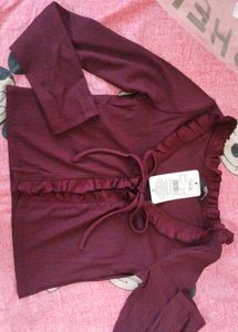 Shein Ruffled Neckline Top