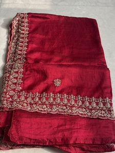 Maroon Silk Saree with peach blouse