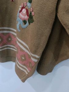 Floral Embroidered Knit Sweater