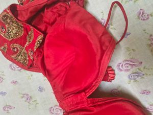 Red Bridal Designer Blouse with Golden Embroidery