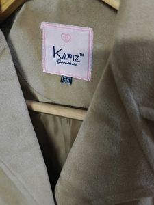 Stylish Taupe Suede Blazer Jacket
