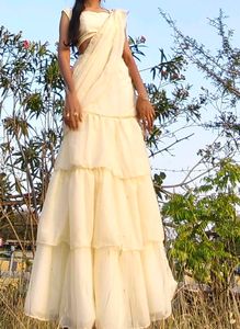 Fishcut ruffel lehenga saree