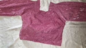 Sparkly Off-Shoulder Ruched Top