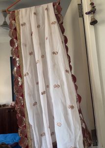 Elegant White &amp; Gold Embroidered Dupatta offer