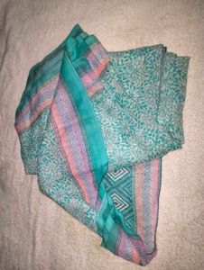 Beautiful Teal Printed Saree