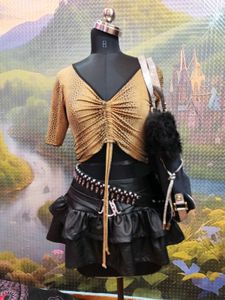 Y2k/Gyaru leopard print top, skirt, and bag set