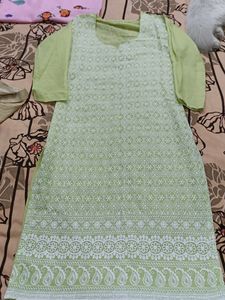Pista Green Colour Straight Kurti