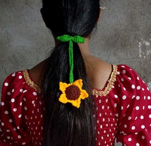 Handmade Crochet Sunflower Hair Tie