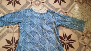 Blue Geometric Print Kurta L size
