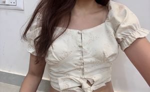 Cute Floral Print Puff Sleeve Top