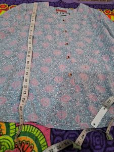 Blue &amp; Pink Floral Print Kurta