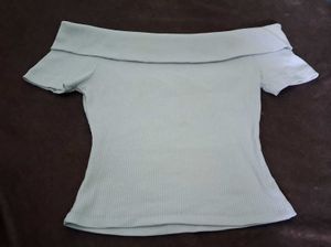 Off-Shoulder Ribbed Knit Top [XS]