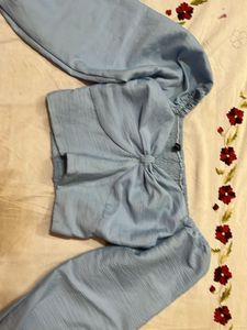 Sky Blue Textured Crop Top