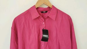 Chic Pink Striped Button-Down Shirt💘