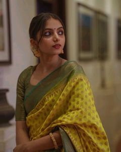 Vibrant Yellow Saree with Paisley Border