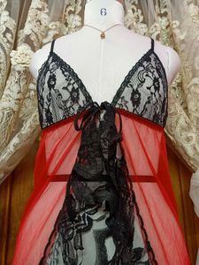 Red &amp; Black Lace Lingerie Babydoll